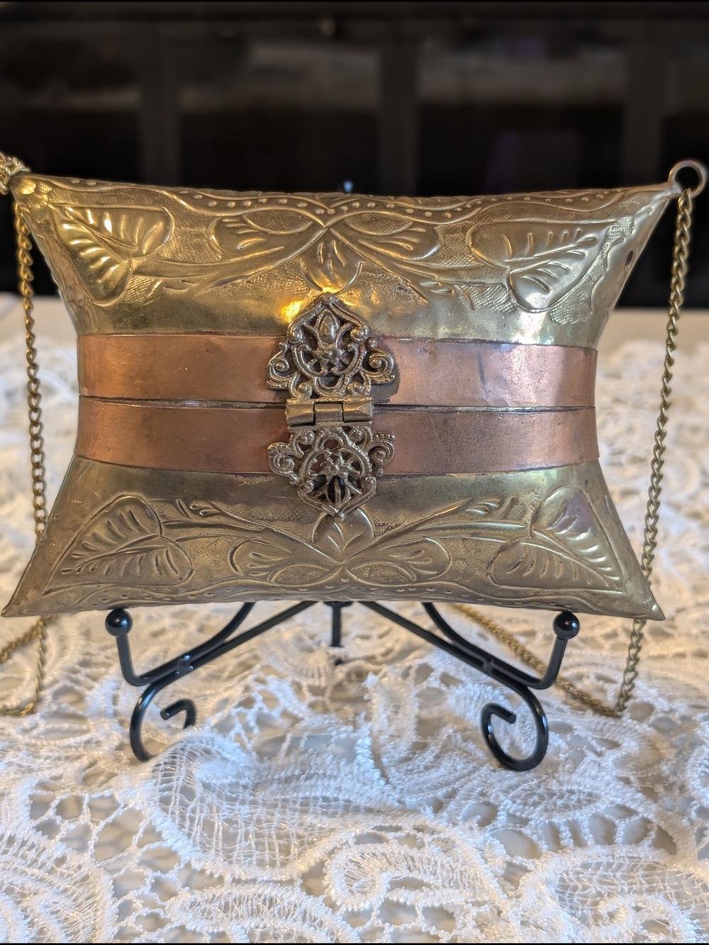 Vintage Brass And Copper Pillow Purse